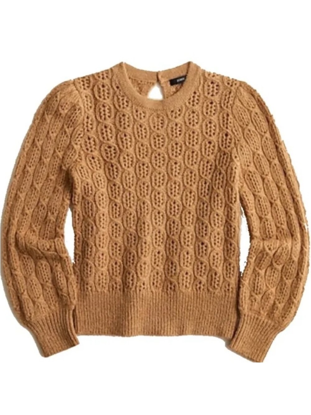 J. Crew Camel Tan Crewneck Sweater XXS Balloon Sleeve Luxury Wool Alpaca BD619